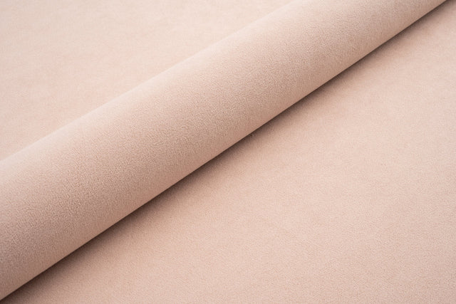Pudderrosa tyk mat velour møbelstof med fleecebagside, metervare til erhverv (billede 1 af 3)