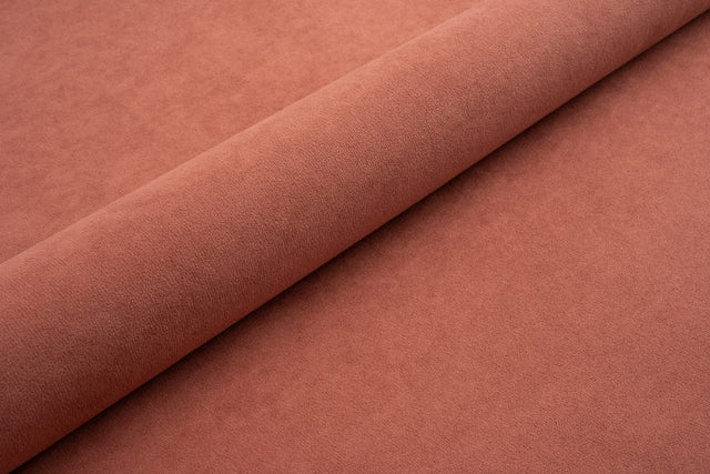Støvet rød tyk mat velour møbelstof med fleecebagside, metervare til erhverv (billede 1 af 3)