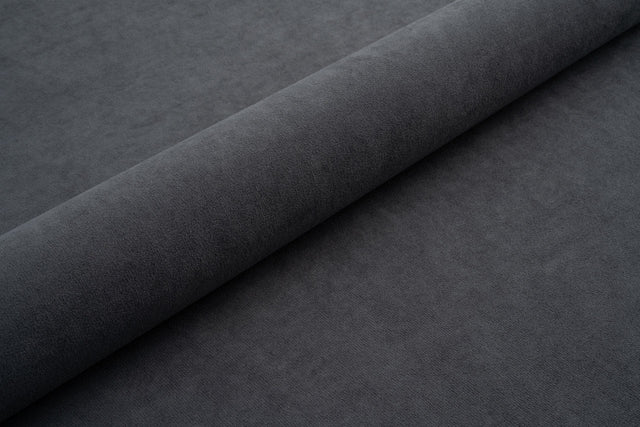 Askegrå tyk mat velour møbelstof med fleecebagside, metervare til erhverv (billede 1 af 3)