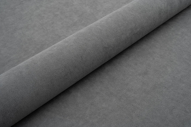 Skifergrå tyk mat velour møbelstof med fleecebagside, metervare til erhverv (billede 1 af 3)