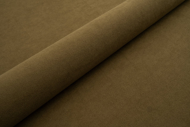 Olivenbrun tyk mat velour møbelstof med fleecebagside, metervare til erhverv (billede 1 af 3)
