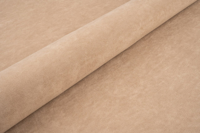 Lys brun tyk mat velour møbelstof med fleecebagside, metervare til erhverv (billede 1 af 3)