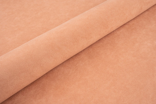Laksefarvet tyk mat velour møbelstof med fleecebagside, metervare til erhverv (billede 1 af 3)