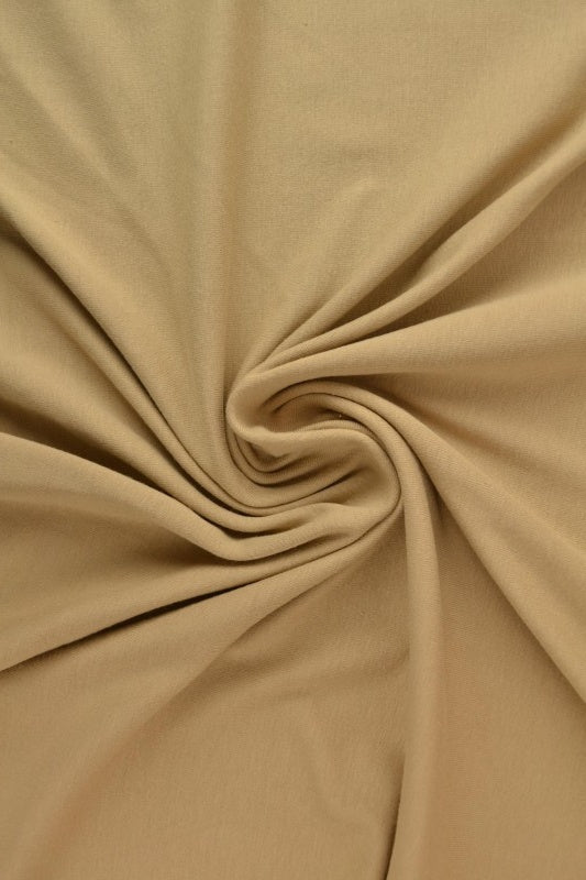 Beige bomuldsjersey – naturlig, åndbar & strækbar, metervare til erhverv (billede 1 af 7)