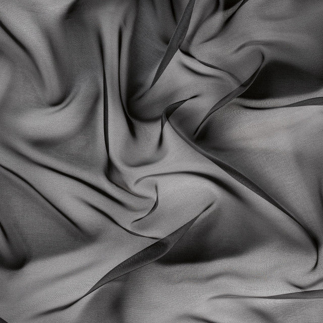 BRANDHÆMMENDE SEMI-TRANSPARENT VOILE TIL GARDINER - SORT