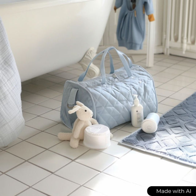 BRUN QUILT STOF MED VATTERET BAGSIDE