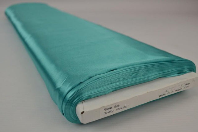 Turkis satin stof – let & glansfuldt, metervare til erhverv (billede 2 af 8)