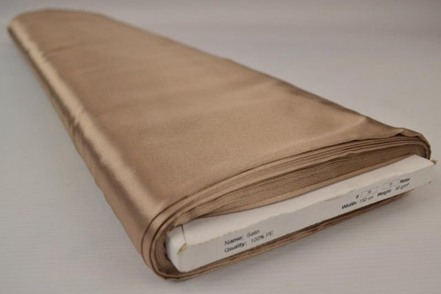 Beige satin stof – let & glansfuldt, metervare til erhverv (billede 2 af 8)