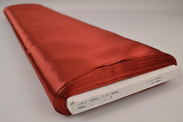 Kobber satin stof – let & glansfuldt, metervare til erhverv (billede 2 af 8)