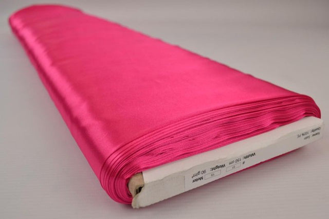 Neon pink satin stof – let & glansfuldt, metervare til erhverv (billede 2 af 5)