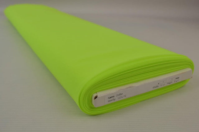 Lime grøn chiffon – let, gennemsigtig & med flot fald, metervare til erhverv (billede 2 af 7)