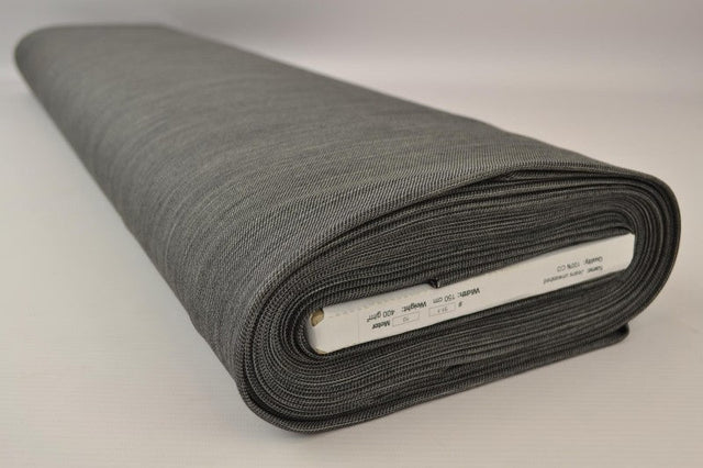 Kold mellemgrå uvasket denim med stræk – 370 g/m², metervare til erhverv (billede 2 af 9)
