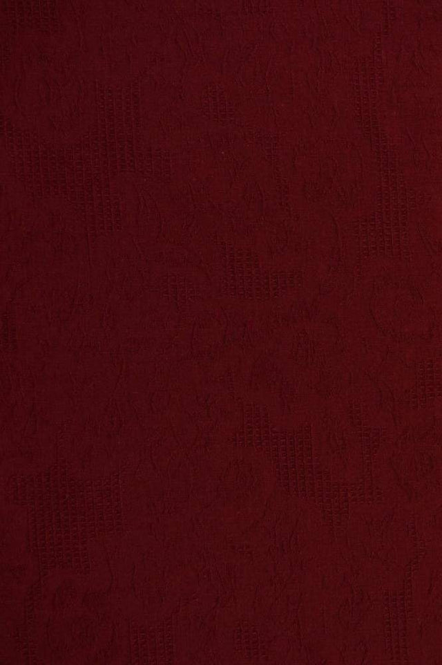 Bordeaux bomulds jacquard - vaffelstruktur med blomstermotiv, metervare til erhverv (billede 3 af 5)