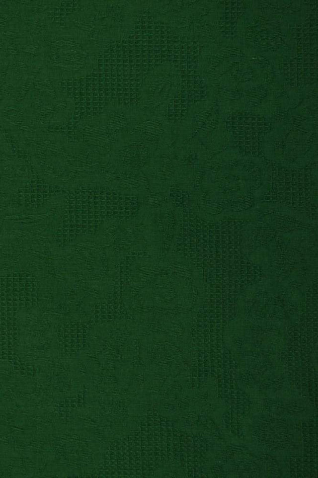 Mørkegrøn bomulds jacquard - vaffelstruktur med blomstermotiv, metervare til erhverv (billede 3 af 5)