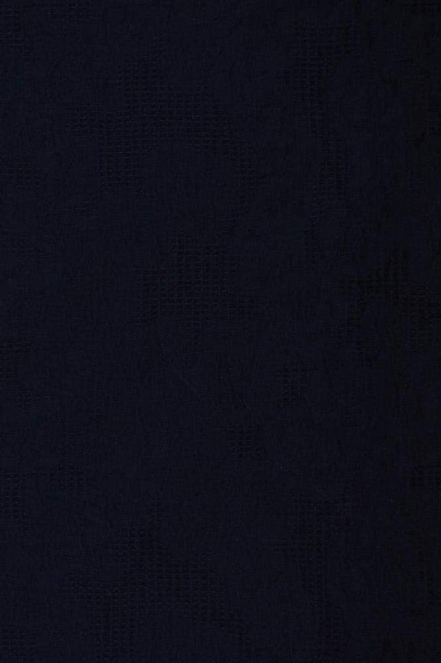 Navy bomulds jacquard - vaffelstruktur med blomstermotiv, metervare til erhverv (billede 3 af 5)