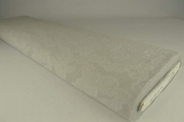 Sølvgrå bomulds jacquard - vaffelstruktur med blomstermotiv, metervare til erhverv (billede 2 af 5)