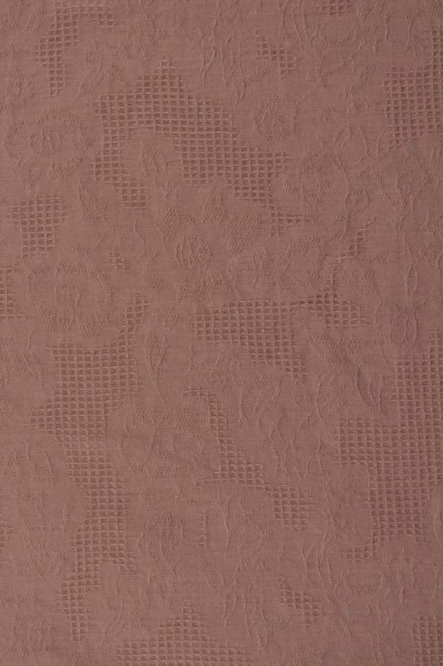 Vintage lyserød bomulds jacquard - vaffelstruktur med blomstermotiv, metervare til erhverv (billede 3 af 5)