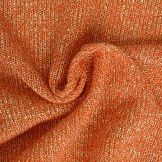 Orange jersey lurex – elastisk glimmerstof, metervare til erhverv (billede 1 af 2)