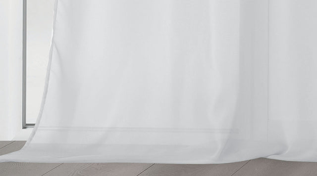 Chic chiffon stof til gardiner - hvid, metervare til erhverv (billede 4 af 5)