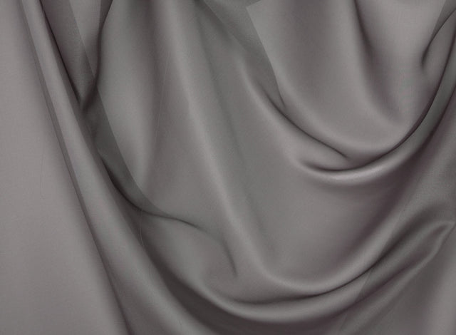 Chic chiffon stof til gardiner - musegrå, metervare til erhverv (billede 2 af 2)