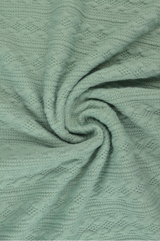 Gammelgrøn jacquard-kabelstrik, metervare til erhverv (billede 1 af 2)