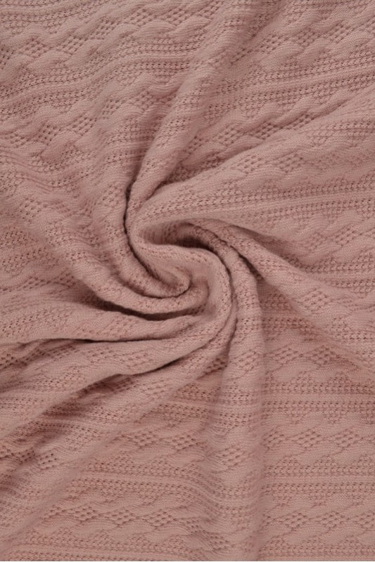 Gammelrosa jacquard-kabelstrik, metervare til erhverv (billede 1 af 2)