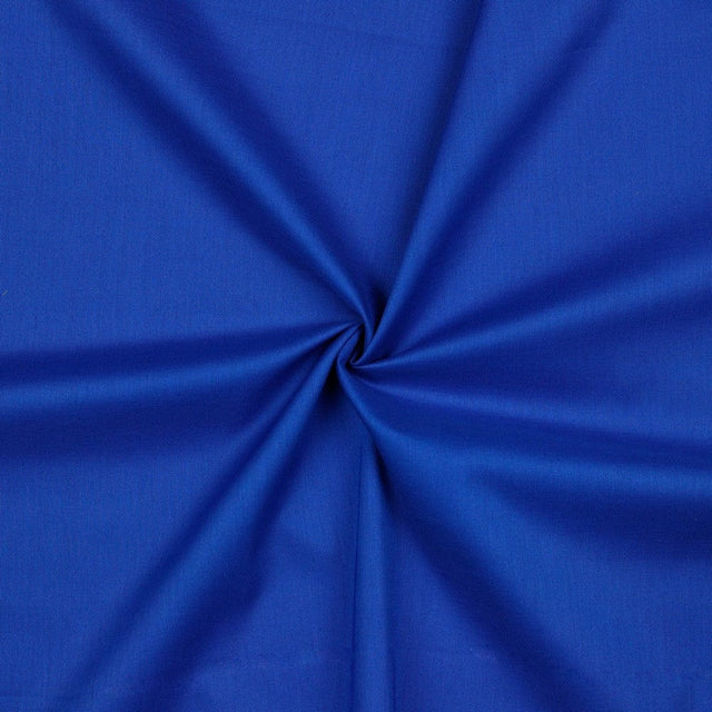 Garn & Metervarer Cotton Voile GOTS KOBOLTBLÅ ØKOLOGISK VOILE STOF AF BOMULD SEMI TRANSPARENT