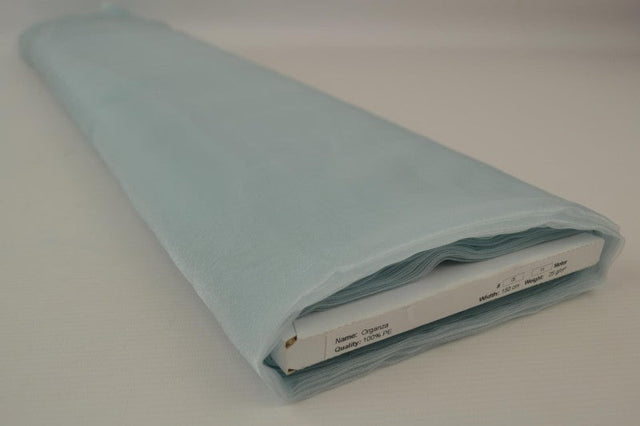 Lyseblå organza – transparent & skinnende, metervare til erhverv (billede 2 af 7)