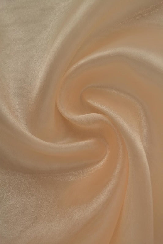 Champagnefarvet organza – transparent & skinnende, metervare til erhverv (billede 1 af 7)