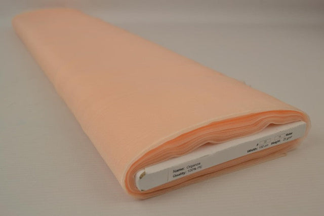 Champagnefarvet organza – transparent & skinnende, metervare til erhverv (billede 2 af 7)