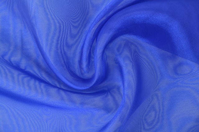 Safirblå organza – transparent & skinnende, metervare til erhverv (billede 3 af 7)