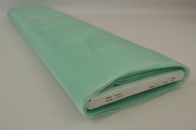 Mintgrøn organza – transparent & skinnende, metervare til erhverv (billede 2 af 7)