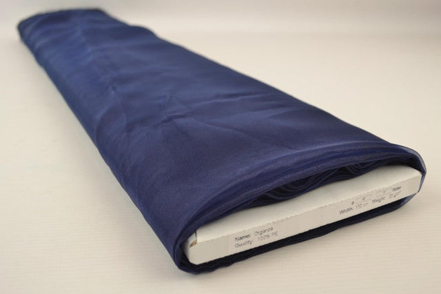 Navy organza – transparent & skinnende, metervare til erhverv (billede 2 af 7)