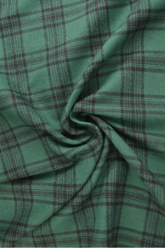 Sort og grøn skotskternet flannel, metervare til erhverv (billede 1 af 14)