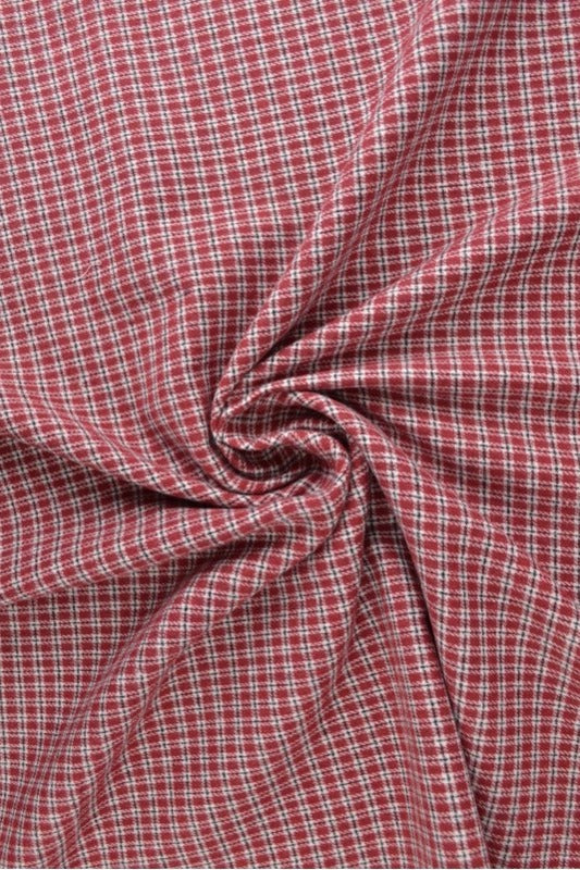 Hvid skotskternet flannel m. små røde tern, metervare til erhverv (billede 1 af 14)