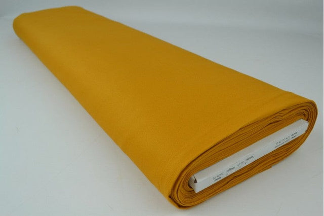 Okkergul bomuldstwill med stræk – diagonal twill & formfast komfort, metervare til erhverv (billede 2 af 7)