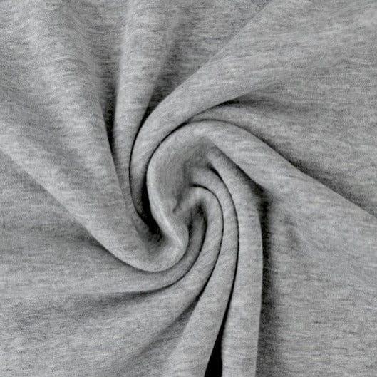 Grå melange børstet sweatshirtstof – blød isoli med stræk, metervare til erhverv (billede 1 af 6)