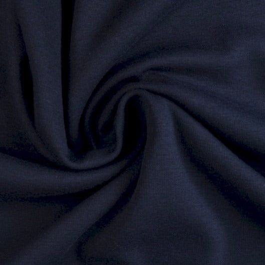 Navy børstet sweatshirtstof – blød isoli med stræk, metervare til erhverv (billede 1 af 6)
