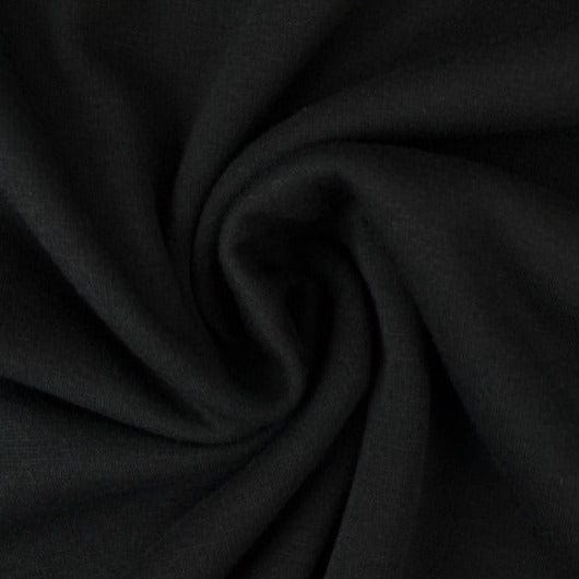 Sort børstet sweatshirtstof – blød isoli med stræk, metervare til erhverv (billede 1 af 6)