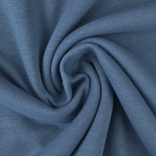 Stålblå børstet sweatshirtstof – blød isoli med stræk, metervare til erhverv (billede 1 af 6)
