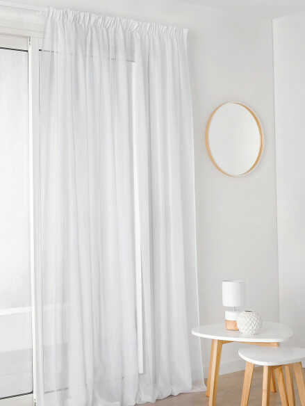 BRANDHÆMMENDE SEMI-TRANSPARENT VOILE TIL GARDINER - ECRU
