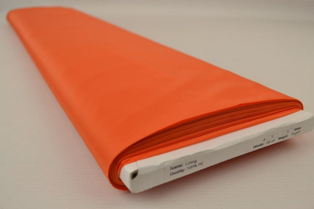 Orange polyester foer – glat, let & let glans, metervare til erhverv (billede 2 af 5)