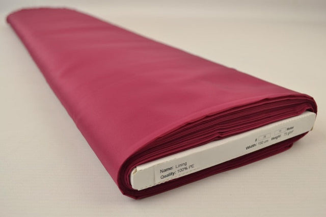 Vinrød polyester foer – glat, let & let glans, metervare til erhverv (billede 2 af 5)