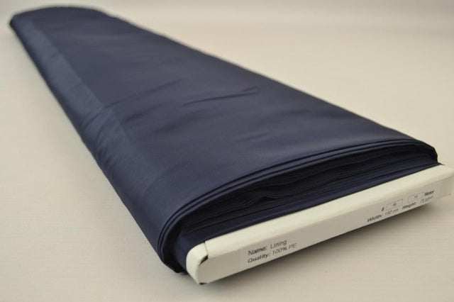 Navy polyester foer – glat, let & let glans, metervare til erhverv (billede 2 af 5)