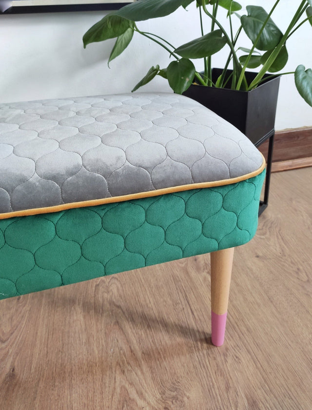Klar snehvid magic velvet 3D – quiltet velour med dråbemønster, metervare til erhverv (billede 6 af 8)