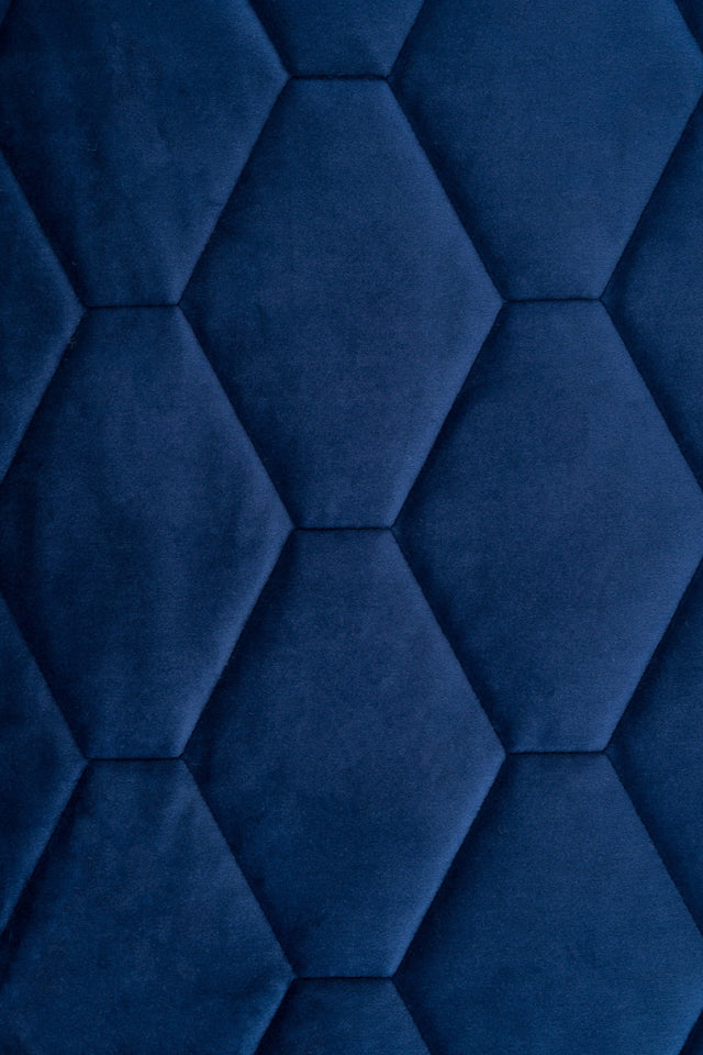 Klassisk marineblå magic velvet 3D – quiltet velour med sekskantmønster, metervare til erhverv (billede 2 af 8)