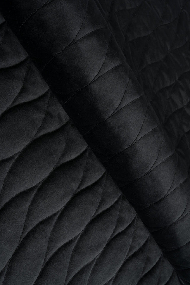 Mat natsort magic velvet 3D – quiltet velour med bølgemønster, metervare til erhverv (billede 1 af 8)