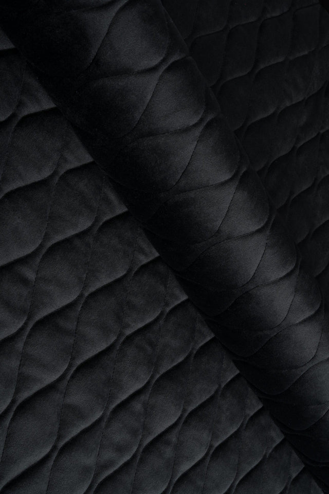 Mat natsort magic velvet 3D – quiltet velour med bladmønster, metervare til erhverv (billede 1 af 8)