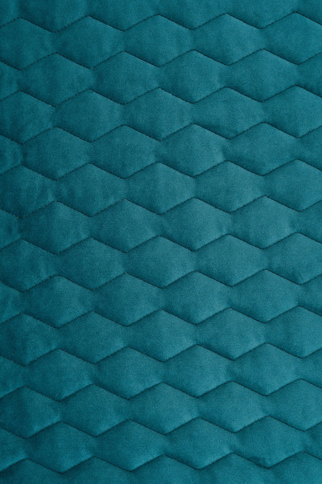 Dyb laguneturkis magic velvet 3D – quiltet velour med zigzagmønster, metervare til erhverv (billede 2 af 8)