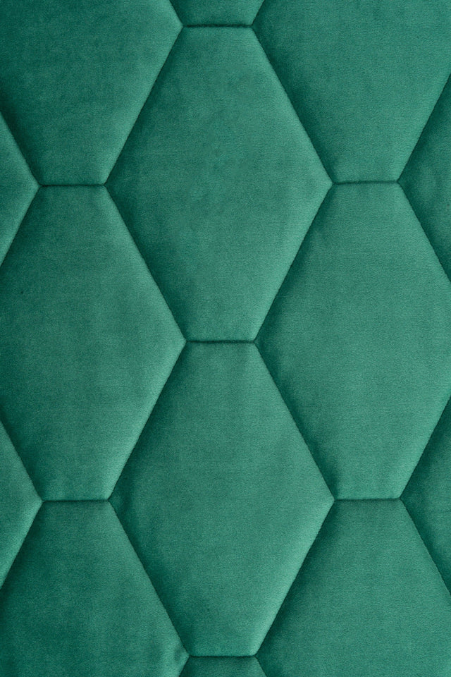 Mørk smaragdgrøn magic velvet 3D – quiltet velour med sekskantmønster, metervare til erhverv (billede 2 af 8)